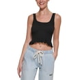 thumbnail image 1 of DKNY Jeans Womens Cropped Ruffled Hem Tank Top Ta Black M, 1 of 1