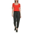 thumbnail image 1 of DKNY Jeans Womens Cropped Tied Sleeve T-Shirt Red Alert 2XS, 1 of 1
