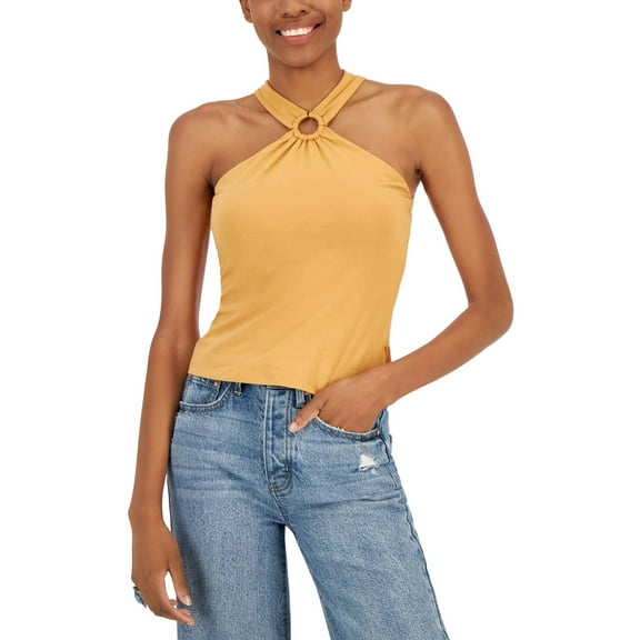 DKNY Jeans Womens    Crossover Knit Halter Top