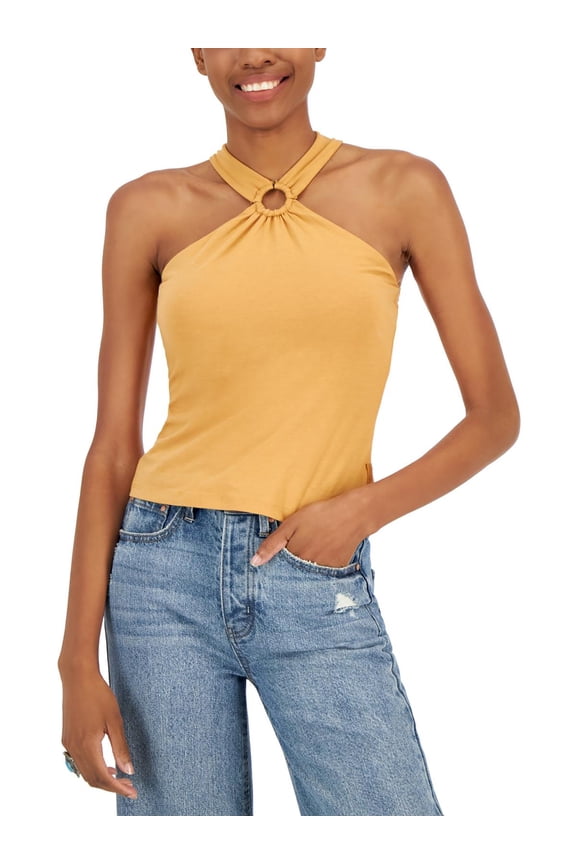 Jeans Womens Crossover Knit Halter Top