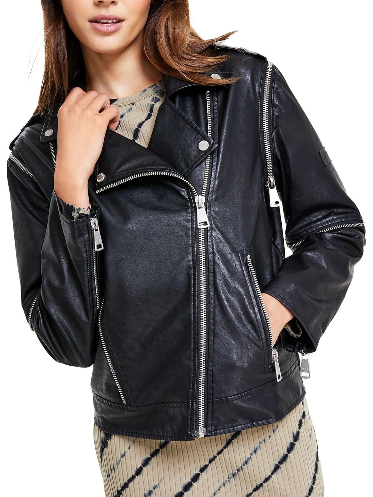 ジャケット・アウター DKNY leather jkt DKNY Men's Leather Motorcycle Jacket, Black, Large at Amazon