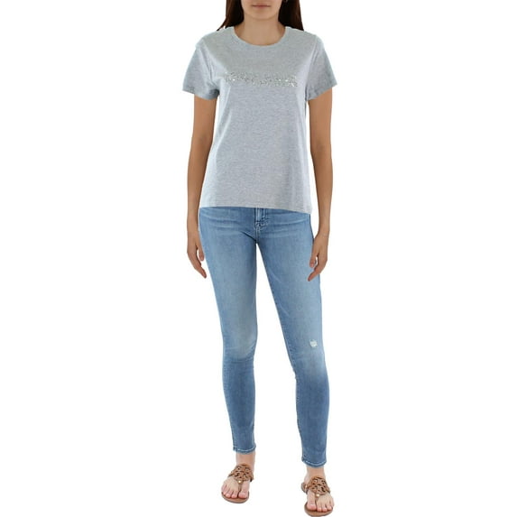 DKNY Jeans Womens Logo Embellished T-Shirt