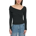 thumbnail image 1 of DKNY Jeans Womens Ribbed Asymmetrical Neck Pullover Sweater, 1 of 1