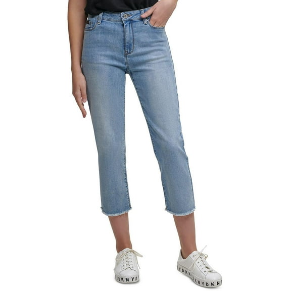 DKNY Jeans Womens Rivington Mid-Rise Slim Cropped Jeans