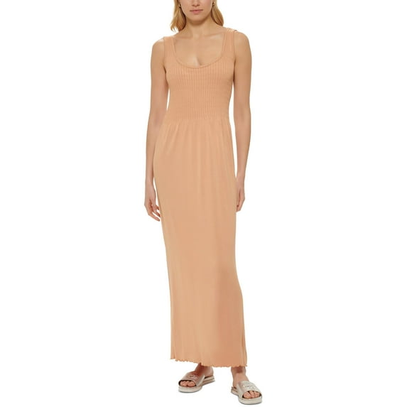 DKNY Jeans Womens Stitch Yoke Maxi Dress Doe 2XS