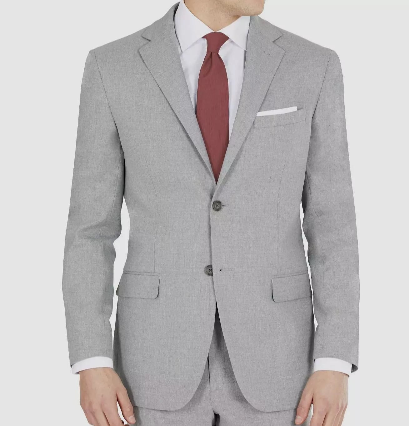 DKNY Mens Modern fit Suit Jacket Blazer 40 L Light Grey Solid