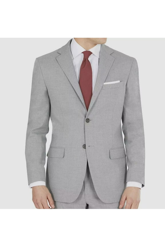 Mens Modern fit Suit Jacket Blazer 40 L Light Grey Solid Stretch