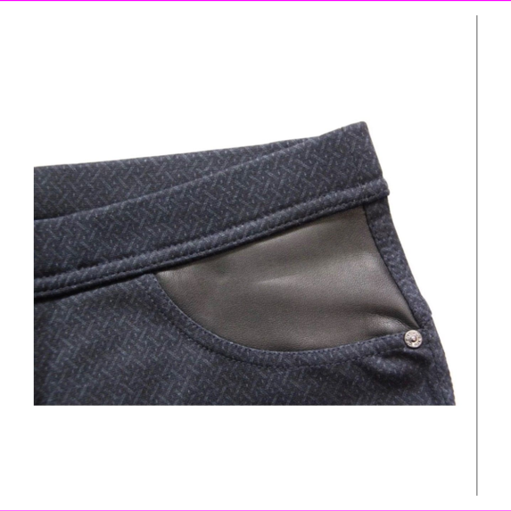 DKNY Ladies Faux Leather Pocket Knit Pull On Ponte Pants XL/Charcoal Texture