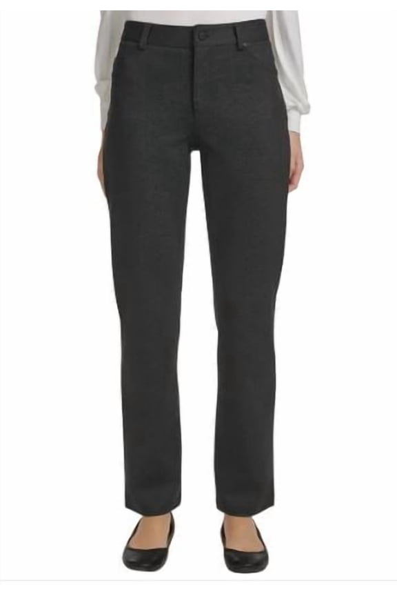 Ladies' Straight Leg Ponte Pants, Charcoal Medium