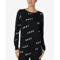thumbnail image 1 of DKNY Logo Long-Sleeve Knit Pajama Top, Black Print, Size Small, 1 of 3