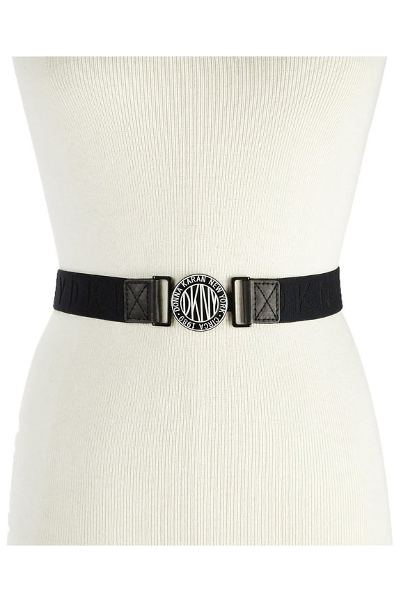 Logo-buckle Webbed Stretch Belt (Black, S/M)