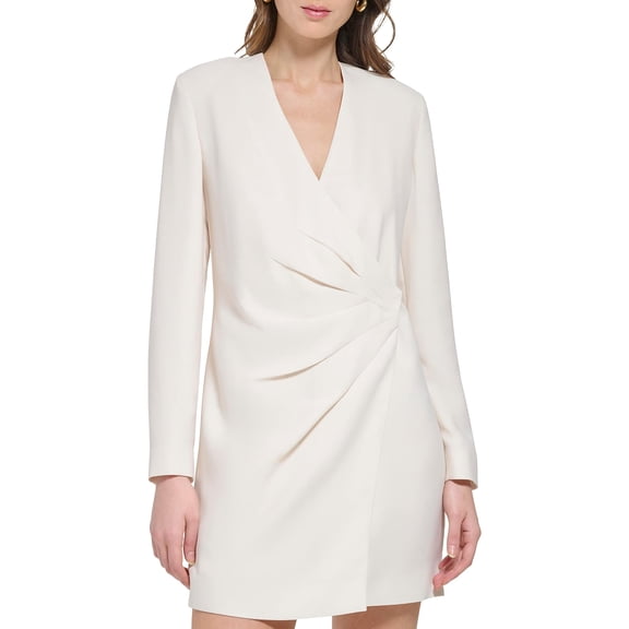 DKNY Long Sleeve Crepe Blazer Dress Eggnog SM