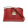 thumbnail image 1 of DKNY Lyla Leather Crossbody Metallic Logo Snap Closure MSRP $228 B4HP (Red), 1 of 7