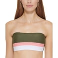 thumbnail image 1 of DKNY MOSS GREEN Colorblocked Bandeau Bikini Swim Top, US 2X-Large, 1 of 4