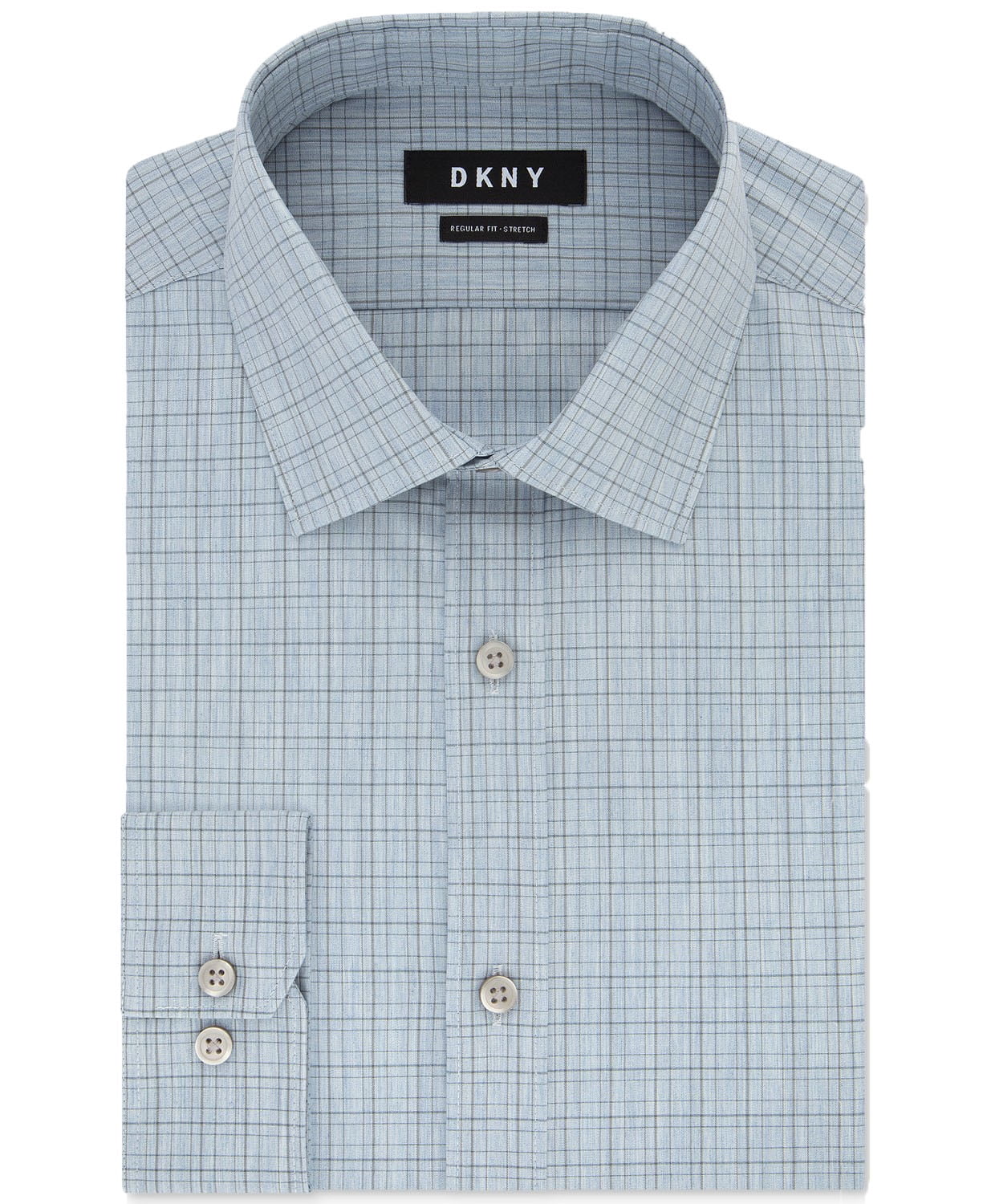 Dkny Mens Slim Fit Stretch Mini Check Dress Shirt Blue Size 16x34 35
