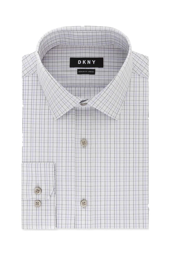 Men’s Classic/Regular Fit Stretch Check Dress Shirts, Purple Ash, 14.5X32-33