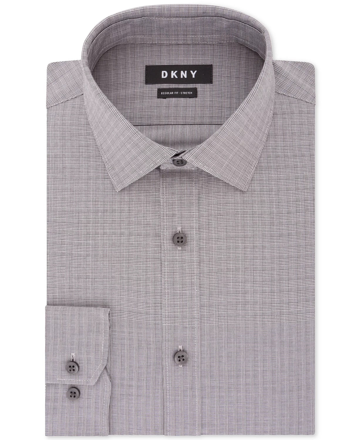 slim fit dress slacks DKNY Men's Dress Shirt Jay Slim Fit Long Sleeve Stretch Blue Size 17.5