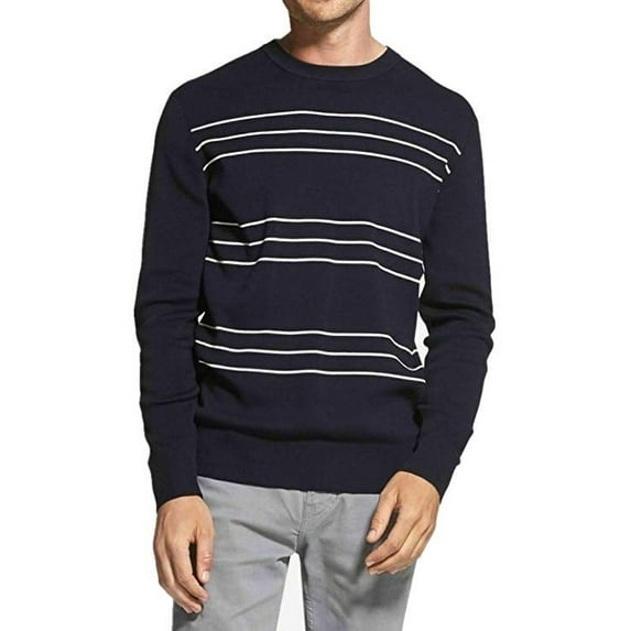DKNY Men's Cotton Crew Neck Sweater (Navy Blazer /White Stripes XXL) - NEW