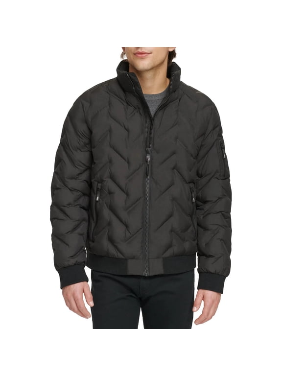 Mens Diamond Quilted Puffer Jacket, Black, XXl