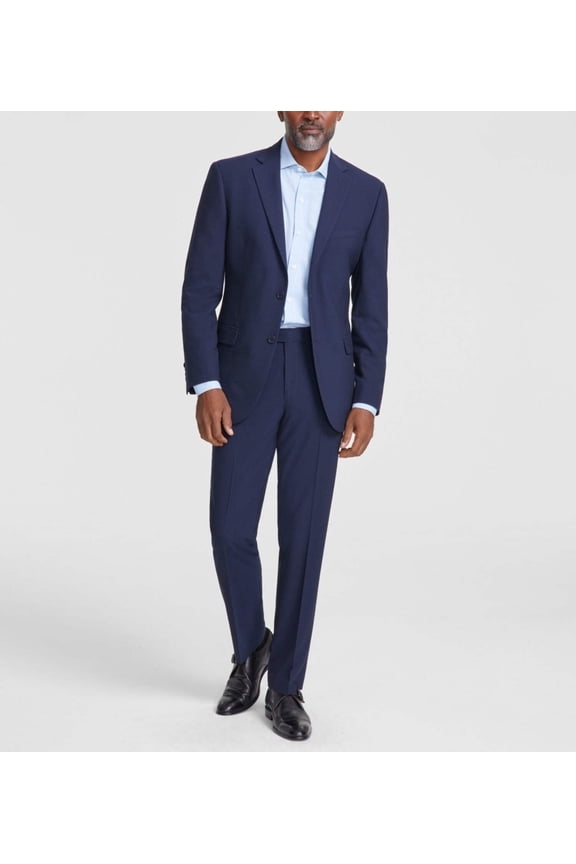 Mens Modern fit 2 Piece Suit 40 S / 33 Waist Navy Blue Solid Stretch