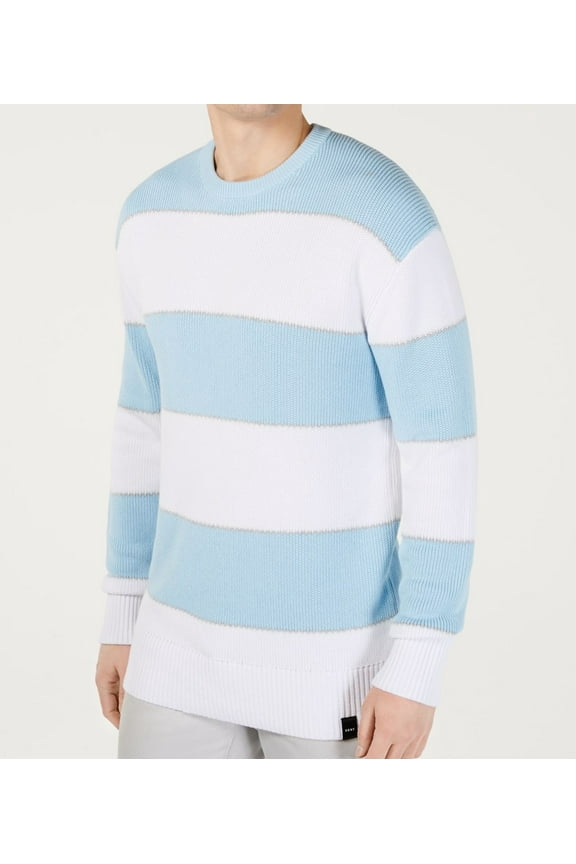 Men’s Ombre Rugby Stripe Sweater, Light Blue, XX-Large