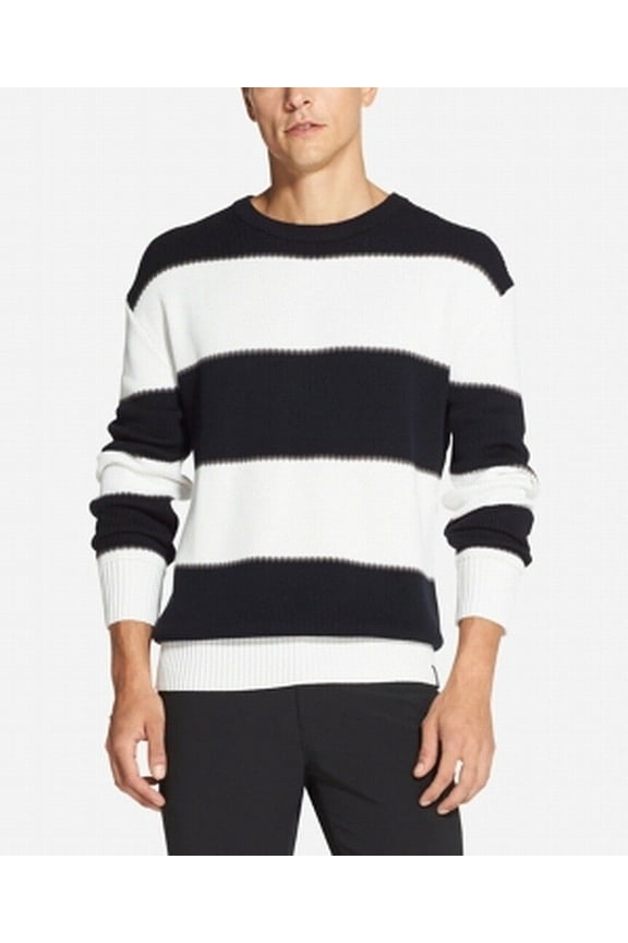 Men’s Ombre Rugby Stripe Sweater, Navy, Large