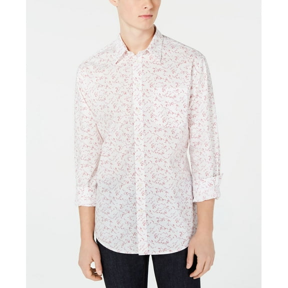 DKNY Men’s Regular-Fit Floral Ditsy-Print Shirts, Light Pink, XX-Large