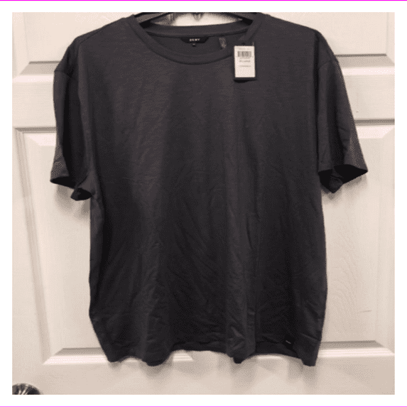 DKNY Men's Short Sleeve Crew Neck Classic Fit T-shirt 2XL/Grey Pinstripe