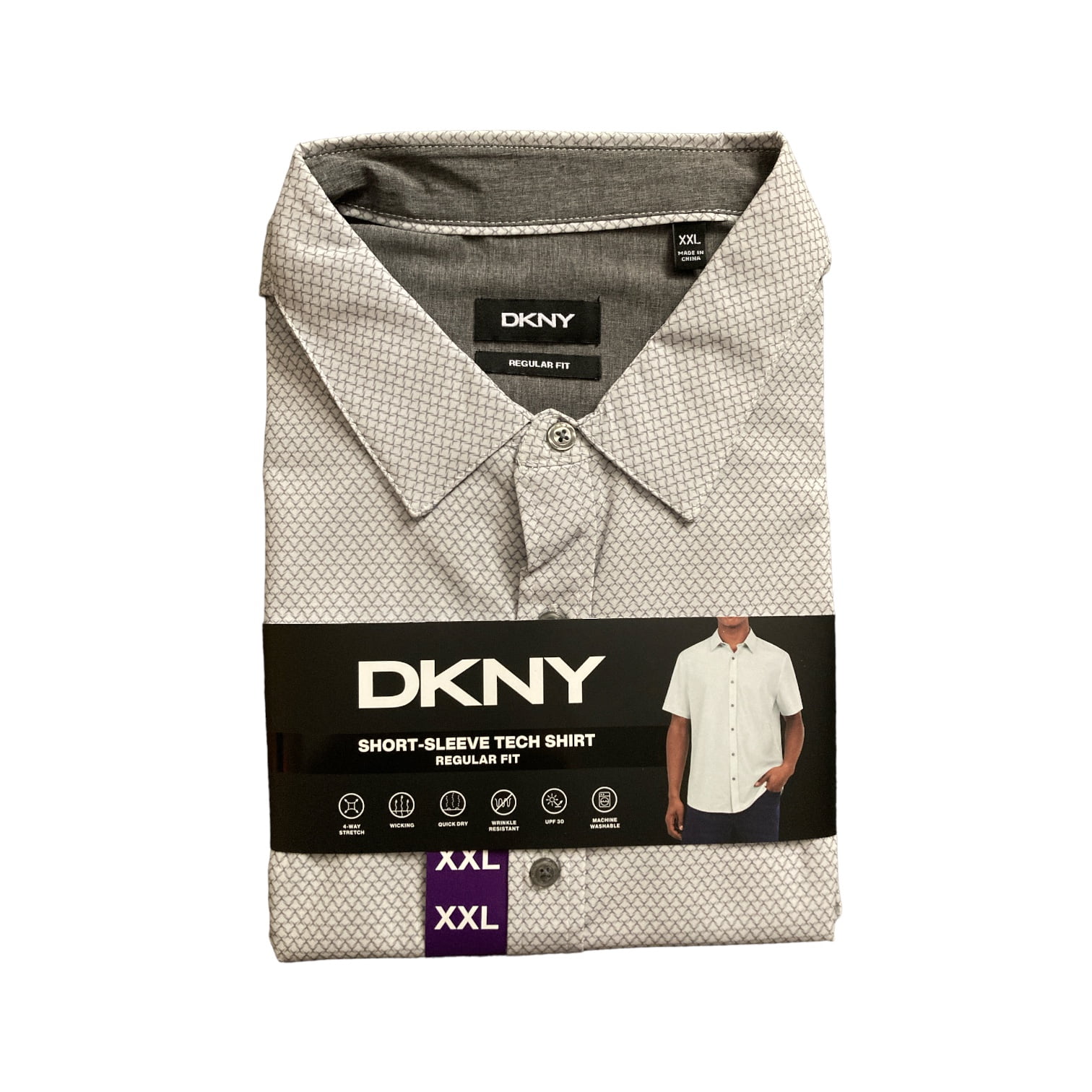 DKNY Men's Short Sleeve Quick Dry Regular Fit Tech Shirt (Bright White, S)