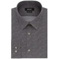thumbnail image 1 of DKNY Men's Slim-Fit Stretch Gray Print Coal Dust Dress Shirt[ 18 34/35], 1 of 4