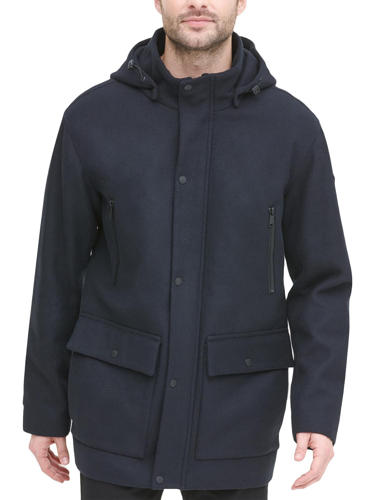 DKNY Men's Wool Blend Winter Coat Blue Size M