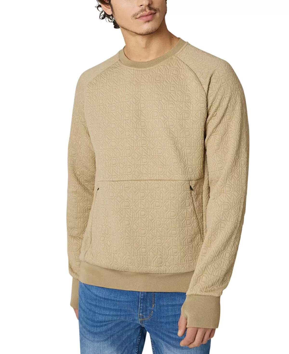Men's Yosemite Logo Jacquard Sweatshirt Dune Beige Size XL MSRP $80