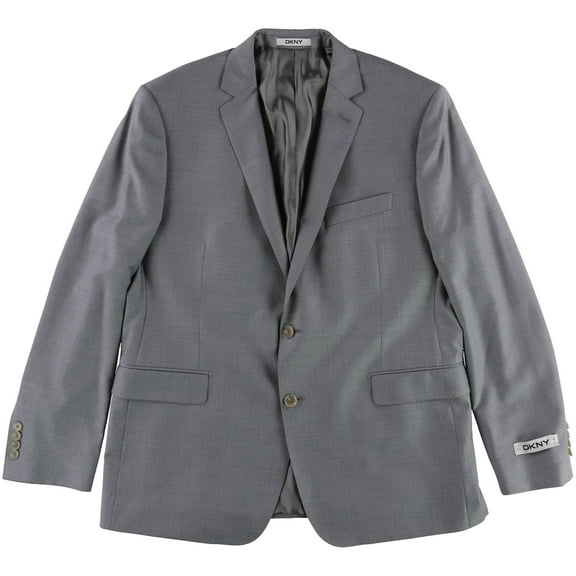 DKNY Mens Basic Two Button Blazer Jacket, Grey, 46 Long