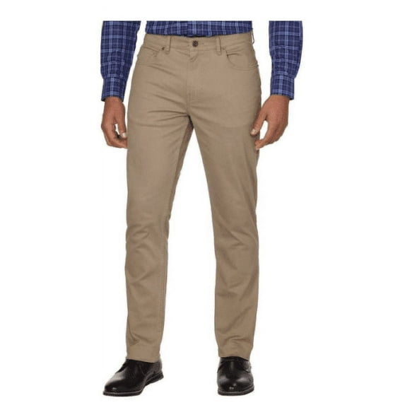 DKNY Mens Brushed Bedford Slim Straight Twill Pants,Fallen Rock,36X32