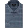 thumbnail image 1 of DKNY Mens Checked Button Up Dress Shirt, Blue, 15" Neck 32"-33" Sleeve, 1 of 1