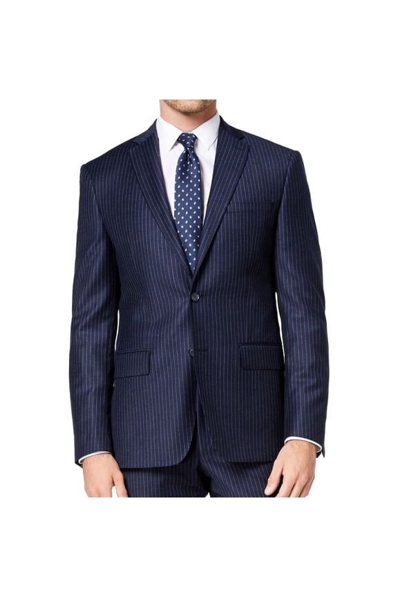 Mens Derek Chalk Stripe Two Button Blazer Jacket, Blue, 38 Regular