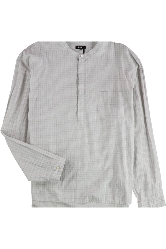 Mens Grid 1/2 Button Up Shirt, Grey, XX-Large