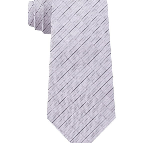 DKNY Mens Grid Slim Self-tied Necktie, Grey, One Size