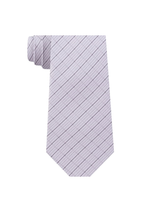 Mens Grid Slim Self-tied Necktie, Grey, One Size