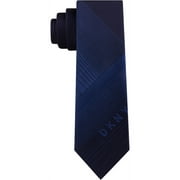 DKNY Mens Logo Panel Self-tied Necktie, Blue, One Size