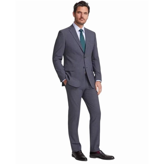 Dkny Mens Modern fit 2 Piece Suit 38 R / 31 Waist Charcoal Grey Solid Stretch
