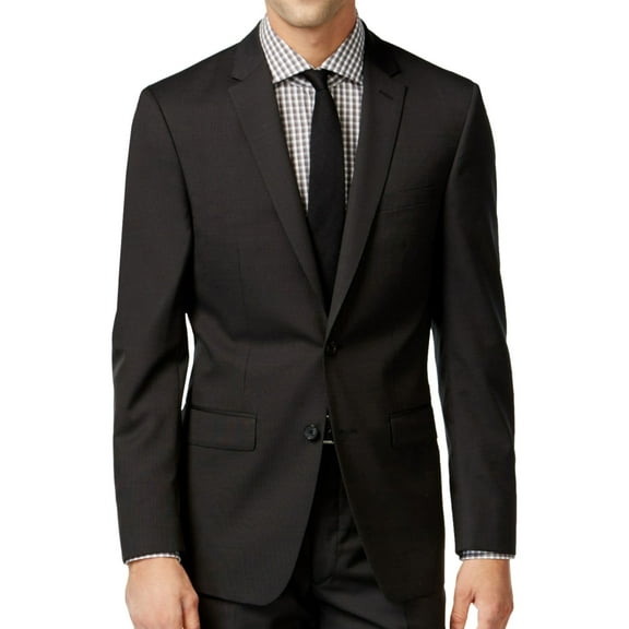 DKNY Mens Pin Dot Two Button Blazer Jacket, Black, 42 Short