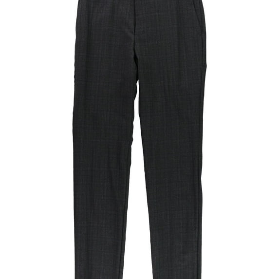 DKNY Mens Plaid Dress Pants Slacks, Grey, 33W x 35L