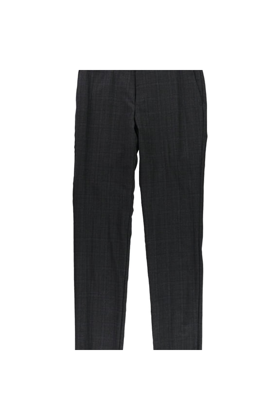 Mens Plaid Dress Pants Slacks, Grey, 33W x 35L