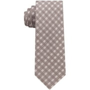 DKNY Mens Shadow Grid Self-tied Necktie, Beige, One Size