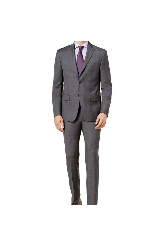 Mens Slim-Fit Two Button Blazer Jacket, Grey, 44 Regular