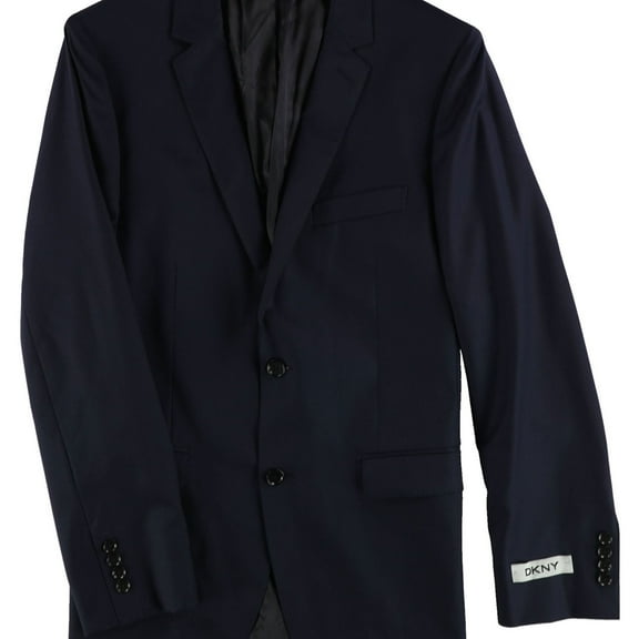 DKNY Mens Slim Two Button Blazer Jacket, Blue, 37 Short