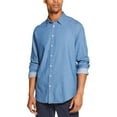 thumbnail image 1 of DKNY Mens Solid Collared Button-Down Shirt Blue XXL, 1 of 2