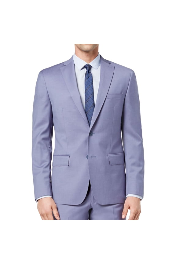 Mens Solid Color Two Button Blazer Jacket, Blue, 40 Long