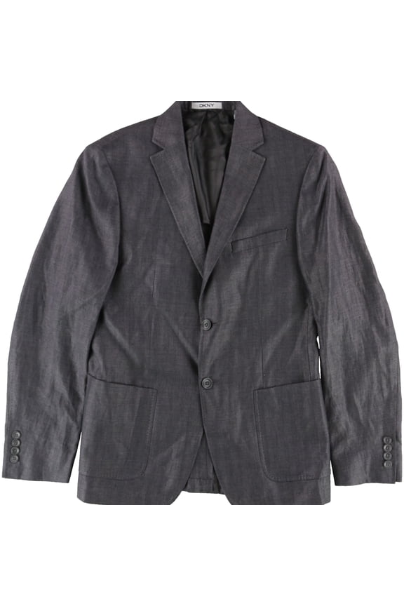 Mens Solid Two Button Blazer Jacket, Grey, 38